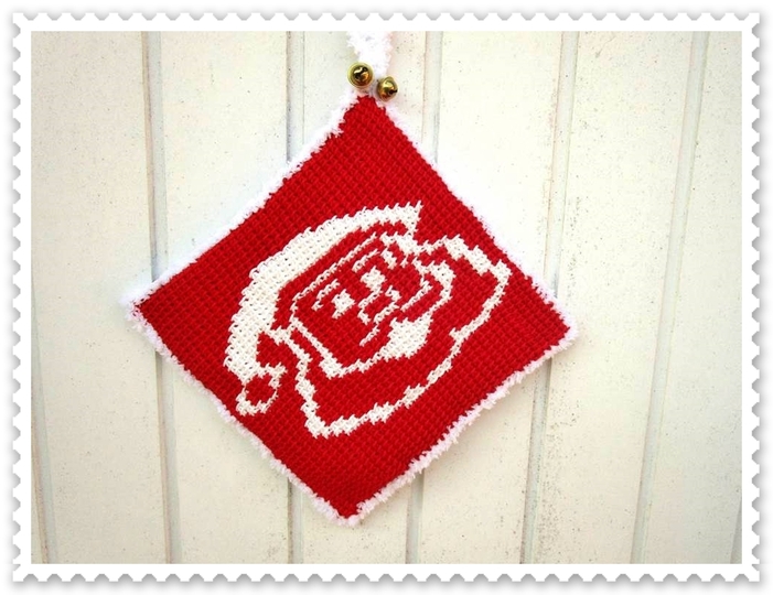 Nikolaus Topflappen tunesisch gehäkelt