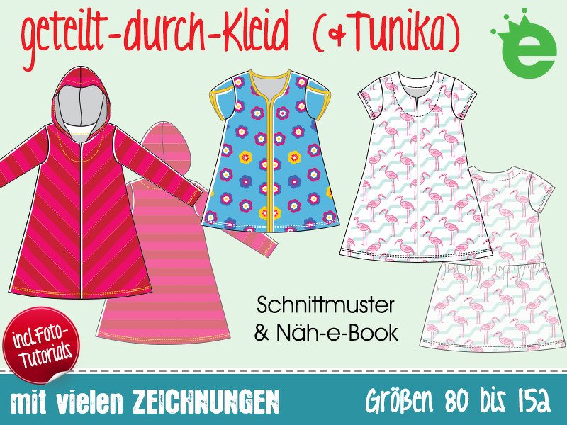 geteilt-durch-Kleid • Gr. 80–152 • Näh-E-Book &amp; Schnittmuster • Tunika