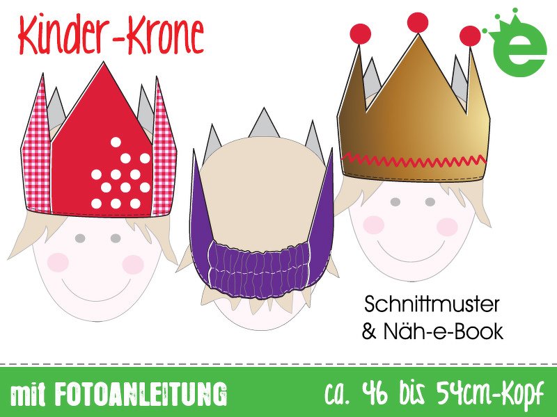 Nähanleitung &amp; Schnitt: Krone / Faschingskrone / Geburtstagskrone für Kinder nähen