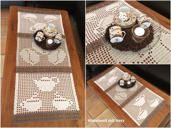 Häkeln / Tischläufer "Coffee" in 2 Varianten