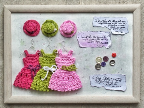 Firlefanz - Häkeln basteln Bild Collage Puppenkleid