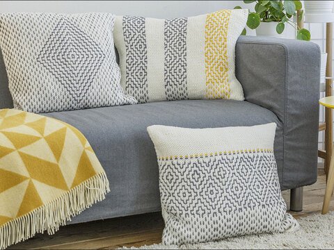 3-er Kissen-Set in Sashiko-Strick