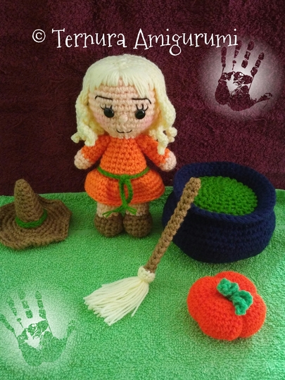 Häkelanleitung von Lilly, dem Hexenmädchen + Zubehör PDF deutsch ternura amigurumi