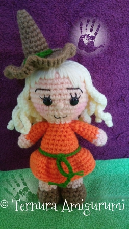Crochet pattern of Lilly, the witch girl PDF by ternura amigurumi english