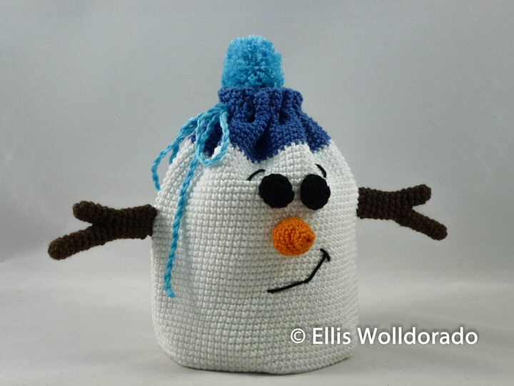 Schneemann Geschenkbeutel, Häkelanleitung