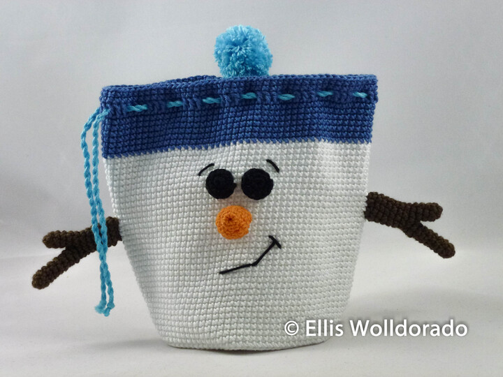Schneemann Geschenkbeutel, Häkelanleitung