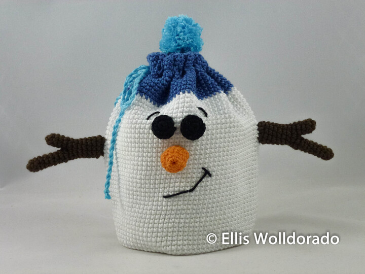 Schneemann Geschenkbeutel, Häkelanleitung