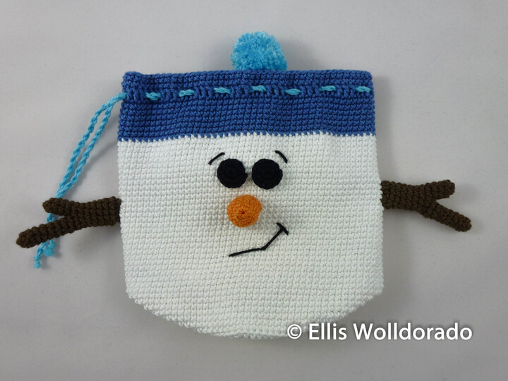 Schneemann Geschenkbeutel, Häkelanleitung