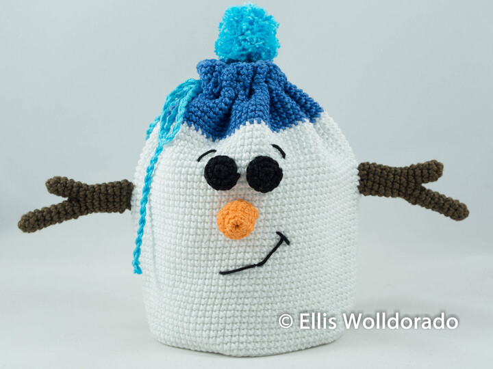 Schneemann Geschenkbeutel, Häkelanleitung