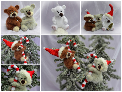 Teddy Bär mit Zuckerstange Weihnachtsdeko Geschenk Anhänger Christbaumschmuck