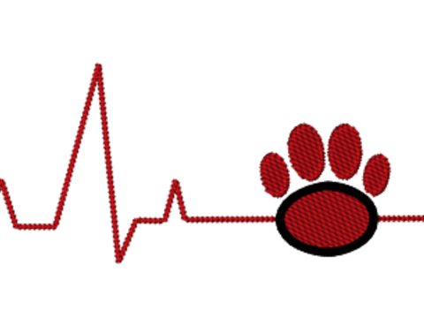 Stickdatei EKG-linie Pfote 10er und 13er 2 Gößen
