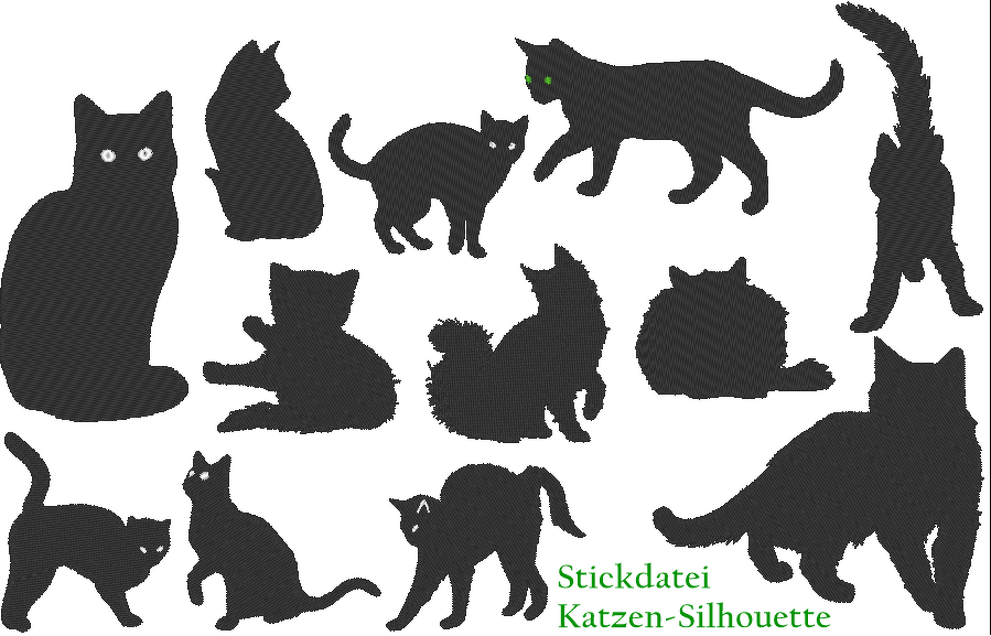Katze Silhouette Stickdatei