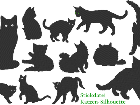 Katze Silhouette Stickdatei