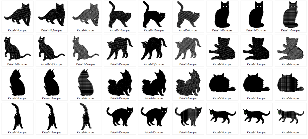 Katze Silhouette Stickdatei
