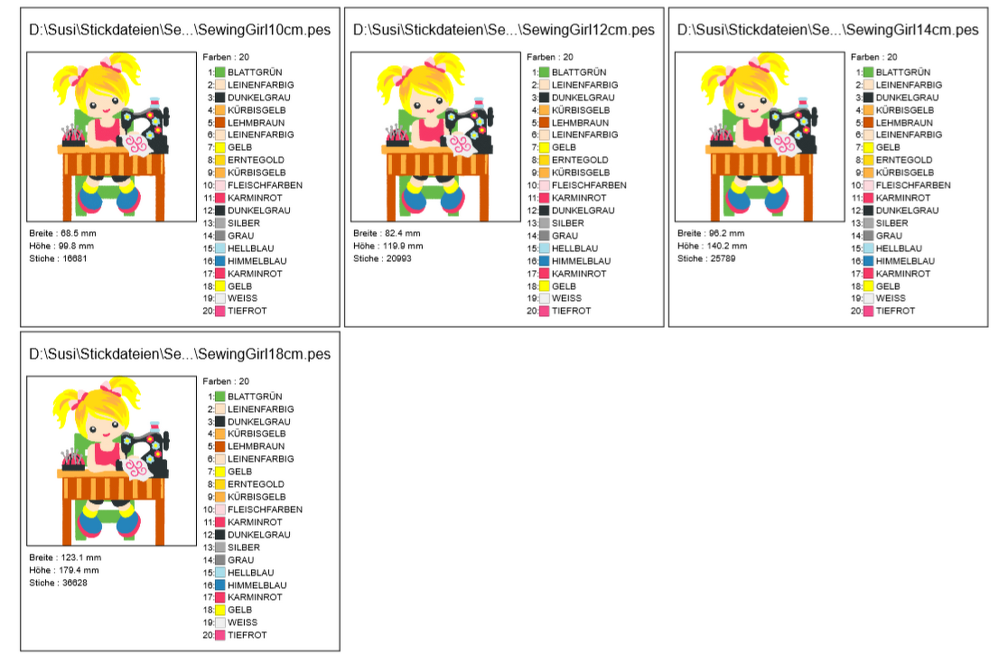 Sewing Girl - Näh Mädchen Stickdatei - Bild 5