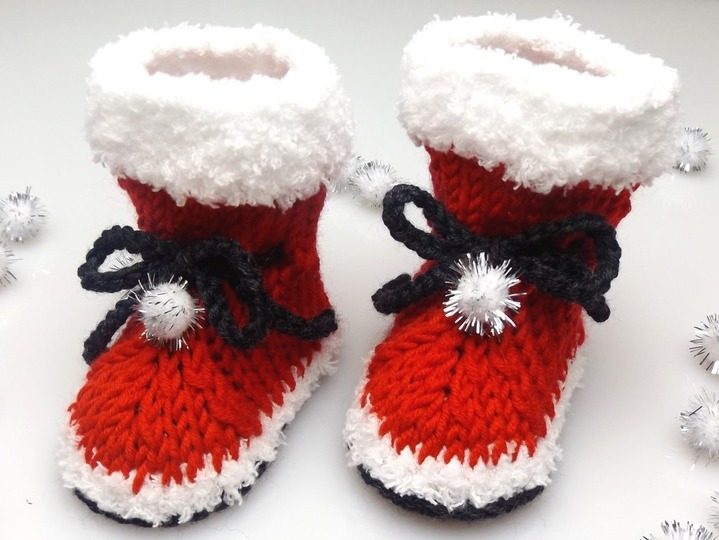 Häkel- und Strickanleitung Babyschuhe "Nikolausi"