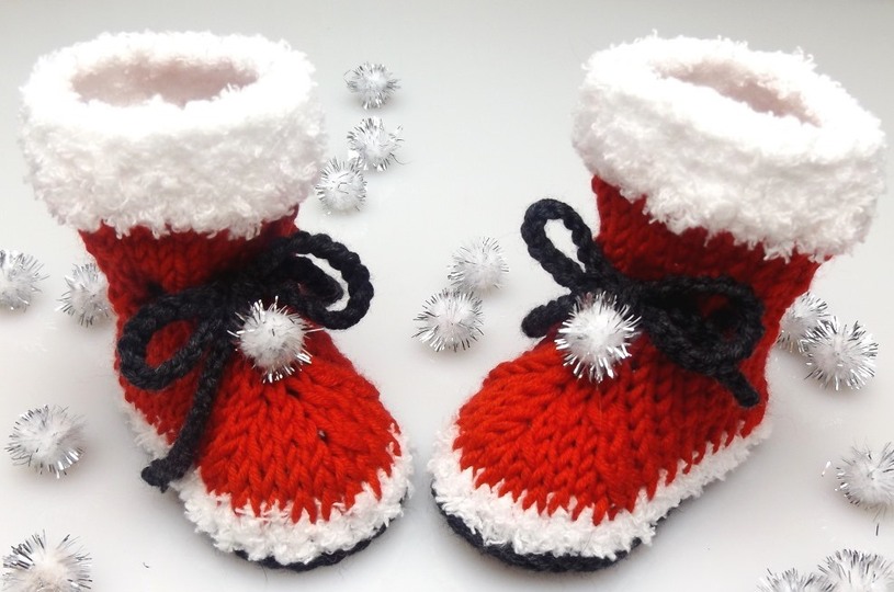 Häkel- und Strickanleitung Babyschuhe "Nikolausi"