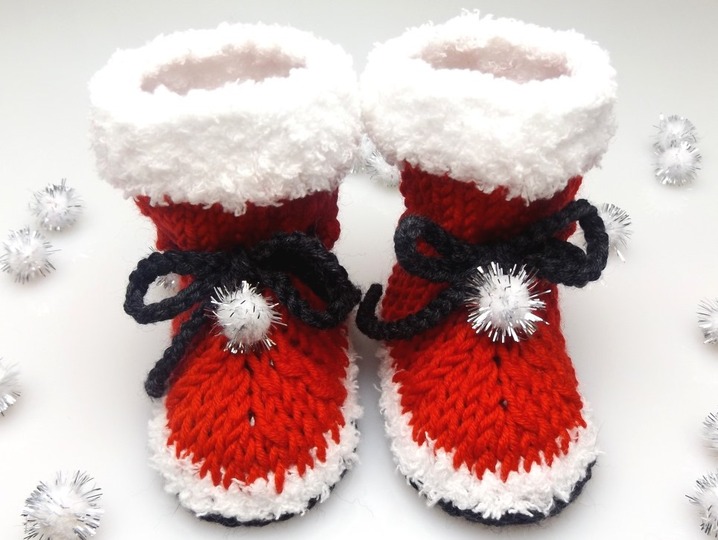 Häkel- und Strickanleitung Babyschuhe "Nikolausi"