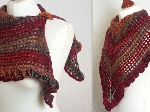 Häkelanleitung Tuch mit raffienierten Rüschen! Anfängertauglich