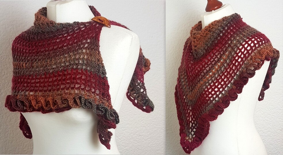 Häkelanleitung Tuch mit raffienierten Rüschen! Anfängertauglich