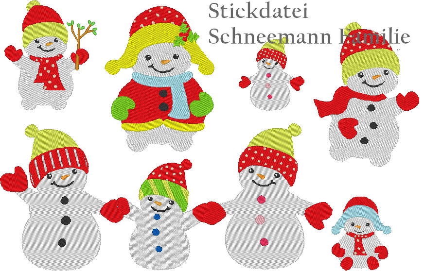 Schneemann Familie Stickdatei