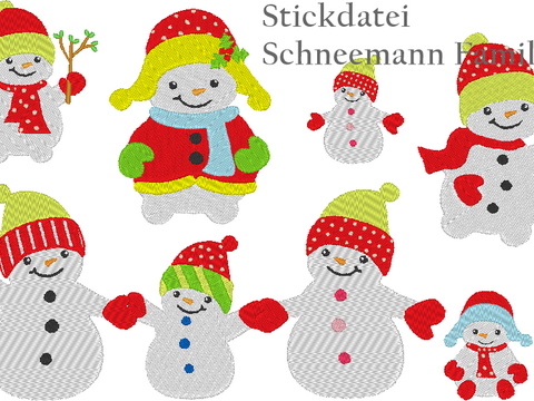 Schneemann Familie Stickdatei