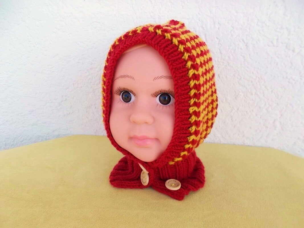 Kragenmütze - Schlupfmütze für Kinder zum Knöpfen - Strickanleitung Modell 2 - Bild 2
