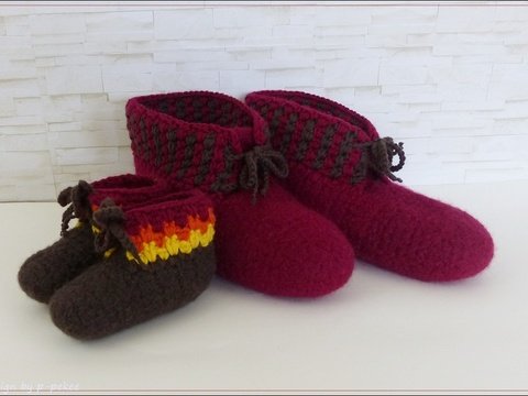 "MeiHomies 2.0" gehäkelte Filzpuschen für die ganze Familie