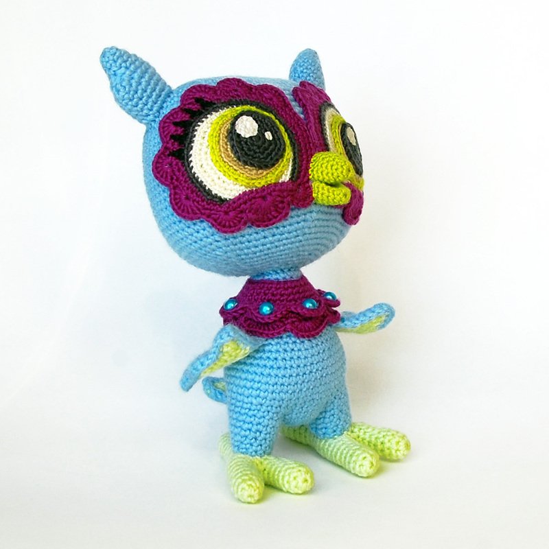 Amigurumi owl pattern. Crochet flower owl bird with big eyes - Image 2