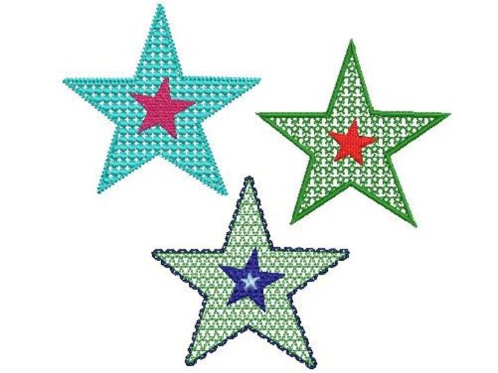 Stickdatei Sterne 7erlei für den 10x10cm Rahmen