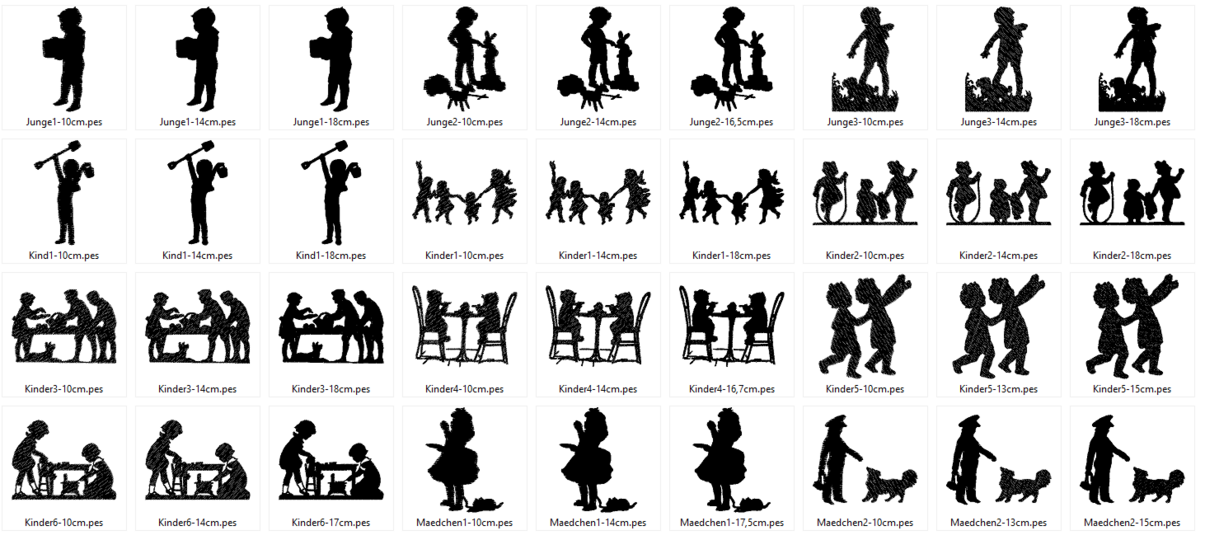 Nostalgie Kinder Silhouette Stickdatei Vol.1