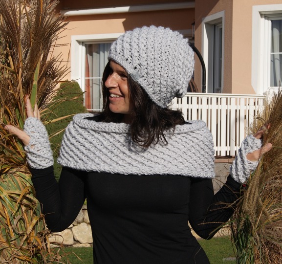 Häkelset SPIRALI Beanie / Schulterwärmer / Stulpen (ink. Größentabelle)