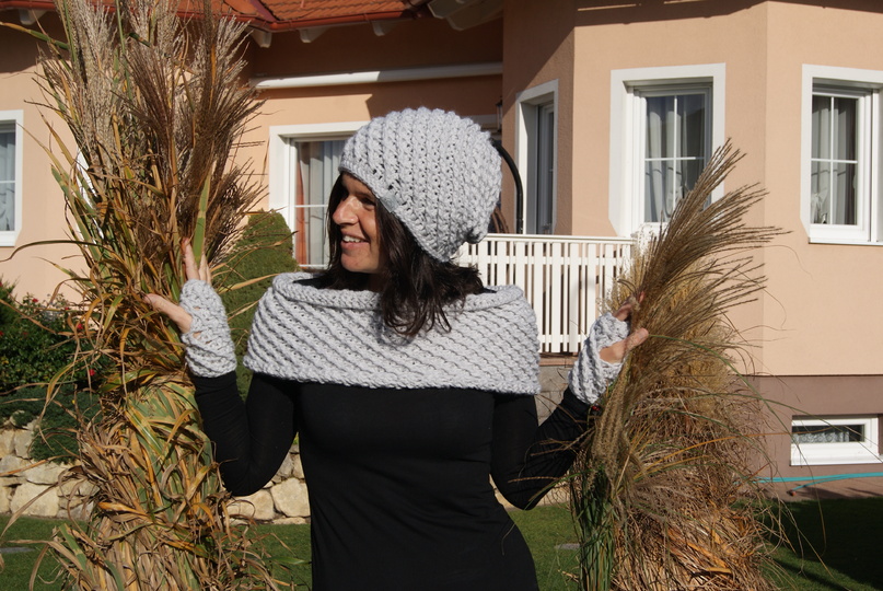 Häkelset SPIRALI Beanie / Schulterwärmer / Stulpen (ink. Größentabelle)