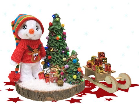 Schneemann  Häkelanleitung Amigurumi