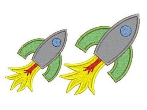 Stickdatei Rakete Applikation 10x10cm und 13x18cm