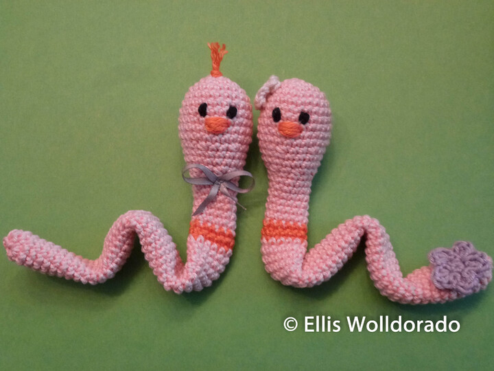 Regenwürmer Fred & Carla, Amigurumi, Häkelanleitung