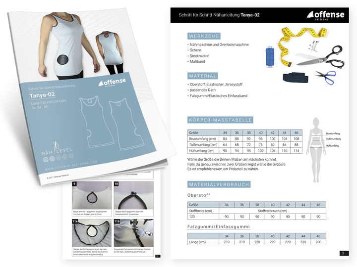 Longtop "Tanya-02" Schnittmuster + Nähanleitung