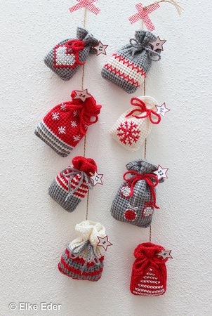 Advent calendar, Christmas calendar - crochet pattern 2 sizes and 8 motifs