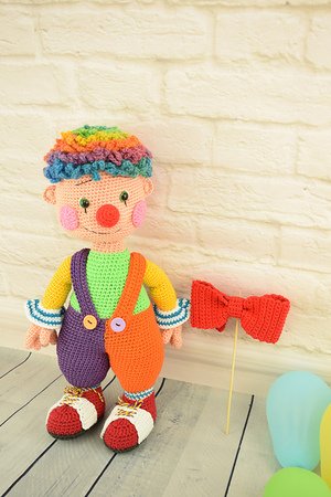 Fooly the clown - amigurumi toy. Crochet doll pattern