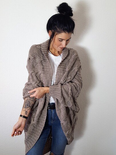 133 Strickanleitung Cardigan Seelenwärmer oversize Herbstlaub in mehreren Größen und Variationen