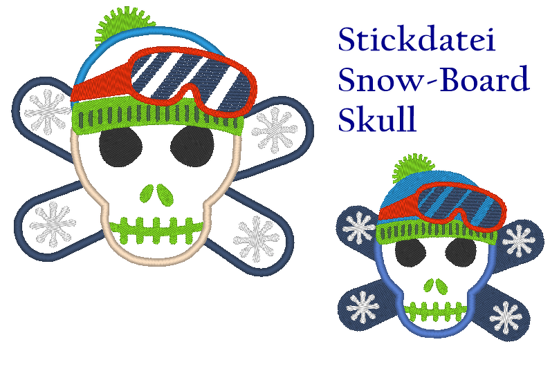 Snow Board Skull Stickdatei