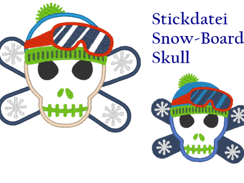 Snow Board Skull Stickdatei