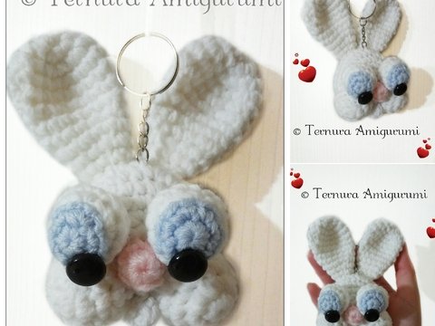 Crochet pattern rabbit keychain PDF ternura amigurumi english