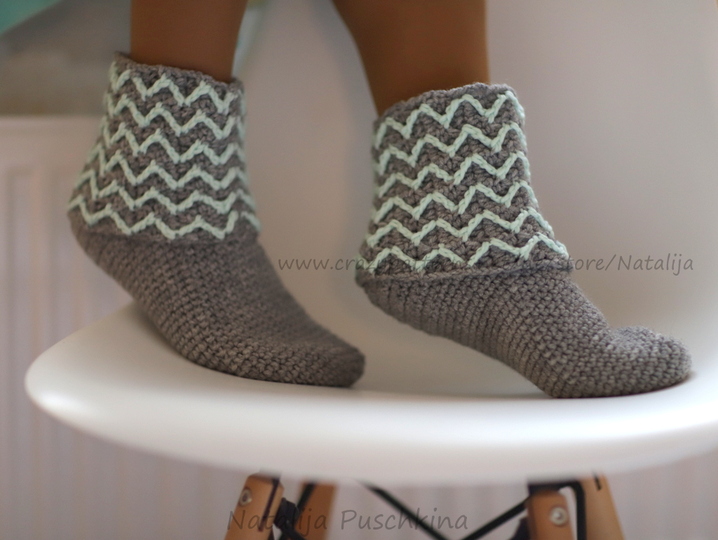 Winter Socken mit Zick-Zack Muster in Größen 36-47