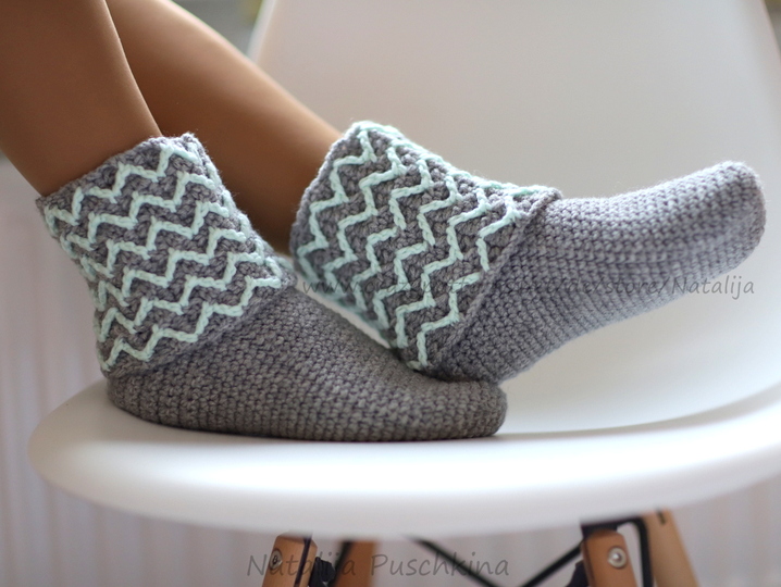 Winter Socken mit Zick-Zack Muster in Größen 36-47