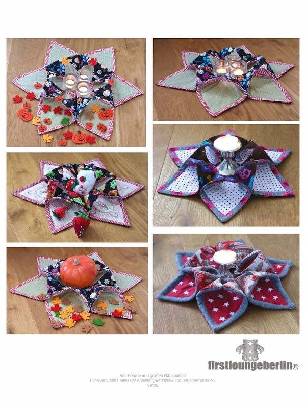 Tischkranz *** Sternkranz E-Book Pdf-Datei Schnittmuster und Nähanleitung in 5 Größen von firstloungeberlin