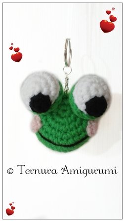 Crochet pattern Frog keychain PDF english ternura amigurumi