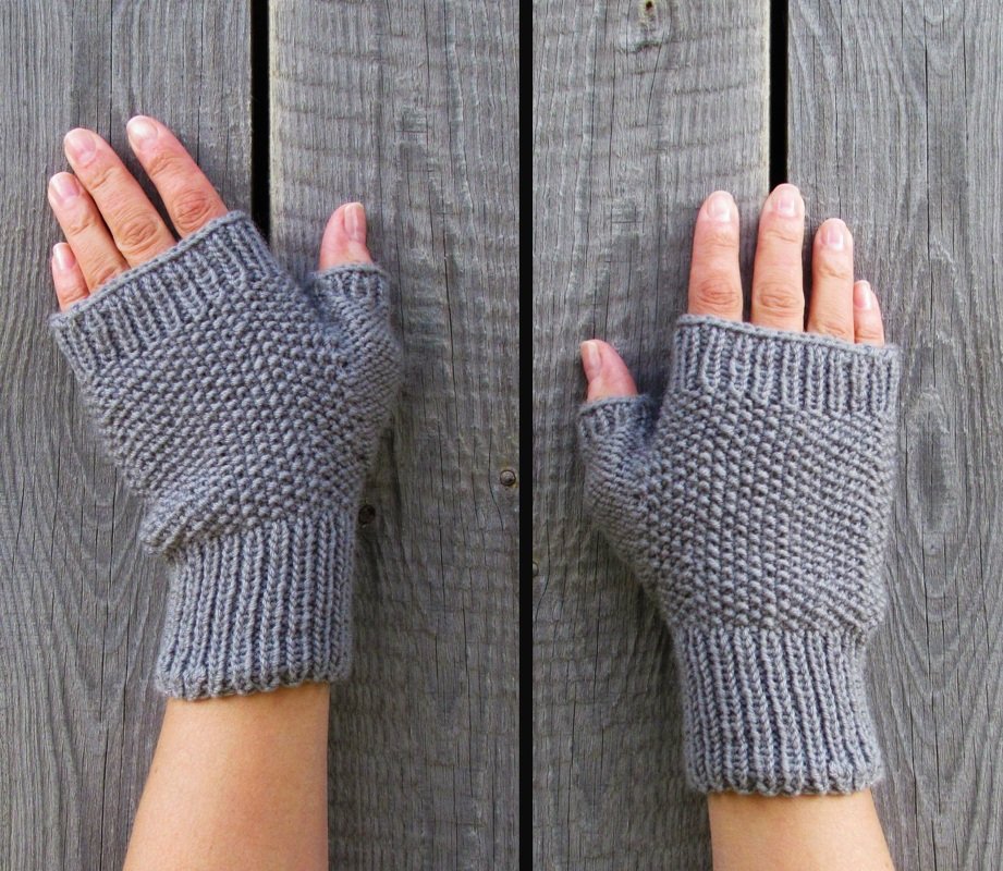 Fingerless mittens knitting pattern, three sizes: small,medium, large