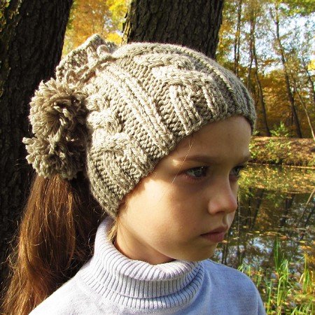 Knitted pattern hat / scarf, size for toddler, child, adult
