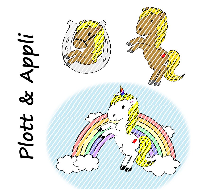 Set Plotterdatei/Appli Einhorn & Pferd Julchen